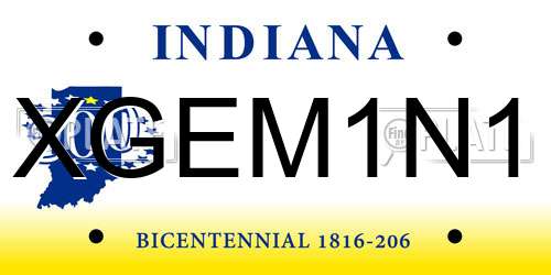 XGEM1N1 Indiana License Plate