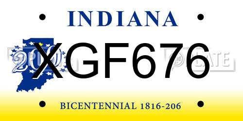 XGF676 Indiana License Plate