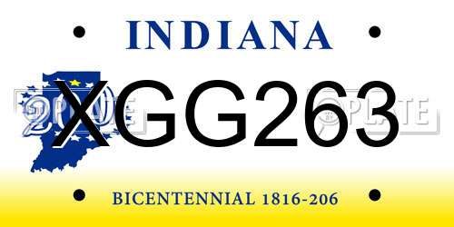 XGG263 Indiana License Plate
