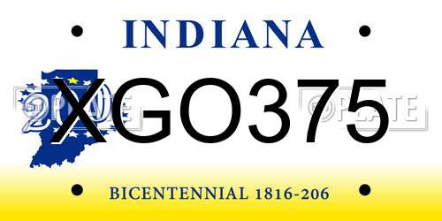 XGO375 Indiana License Plate