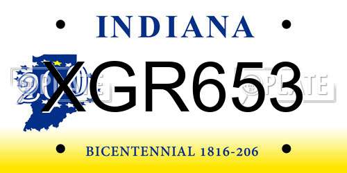 XGR653 Indiana License Plate