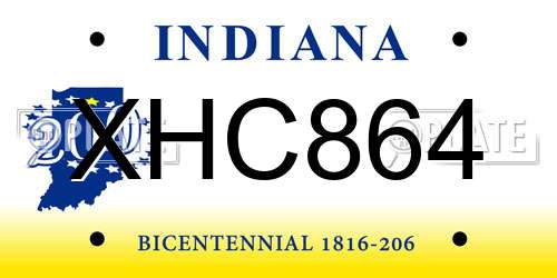 XHC864 Indiana License Plate