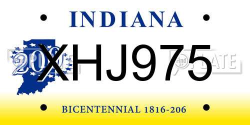 XHJ975 Indiana License Plate