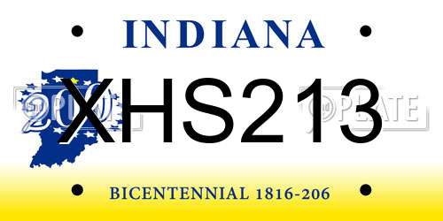 XHS213 Indiana License Plate