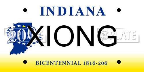 XIONG Indiana License Plate