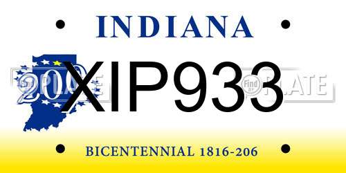 XIP933 Indiana License Plate