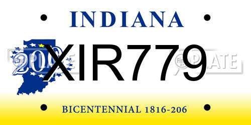 XIR779 Indiana License Plate