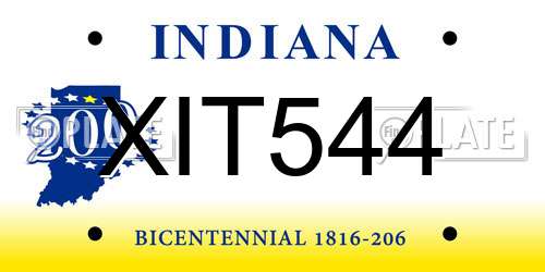 XIT544 Indiana License Plate