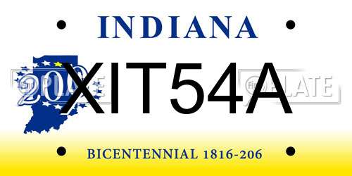 XIT54A Indiana License Plate