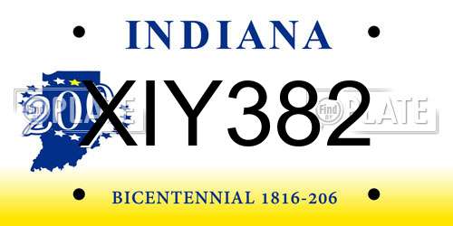 XIY382 Indiana License Plate