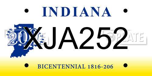 XJA252 Indiana License Plate