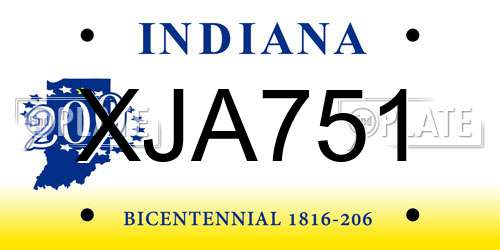 XJA751 Indiana License Plate