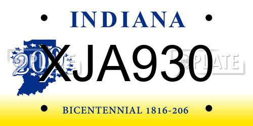 XJA930 Indiana License Plate