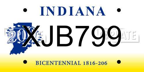 XJB799 Indiana License Plate