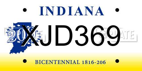 XJD369 Indiana License Plate