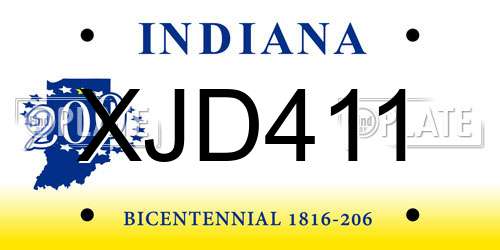 XJD411 Indiana License Plate