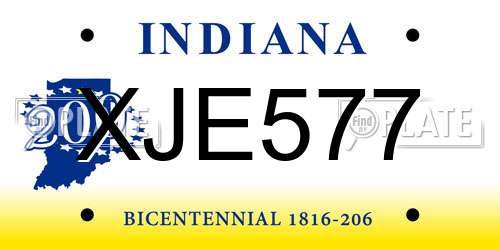 XJE577 Indiana License Plate
