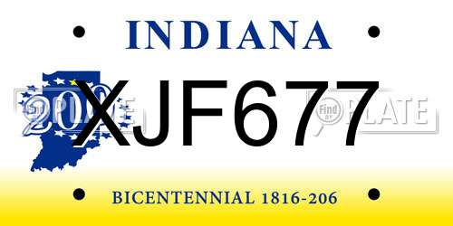 XJF677 Indiana License Plate