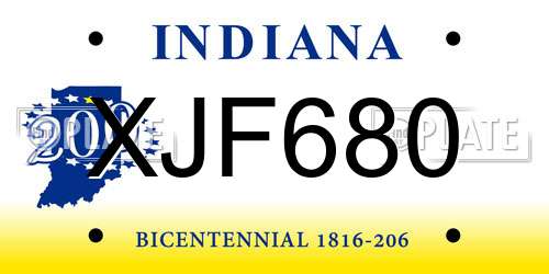 XJF680 Indiana License Plate