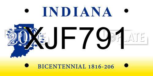 XJF791 Indiana License Plate