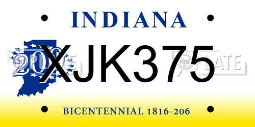 XJK375 Indiana License Plate