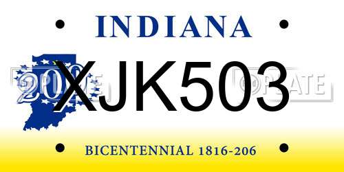 XJK503 Indiana License Plate