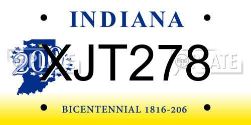 XJT278 Indiana License Plate