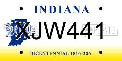 XJW441 Indiana License Plate
