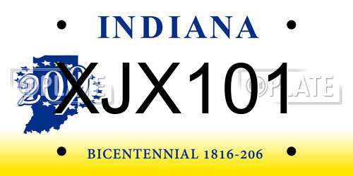 XJX101 Indiana License Plate