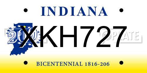 XKH727 Indiana License Plate