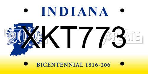 XKT773 Indiana License Plate