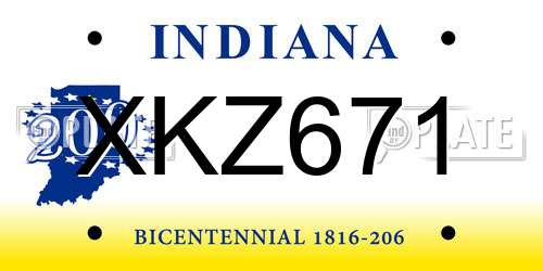 XKZ671 Indiana License Plate