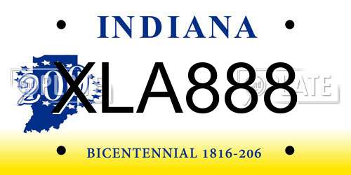 XLA888 Indiana License Plate