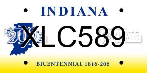 XLC589 Indiana License Plate