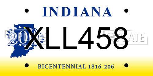 XLL458 Indiana License Plate