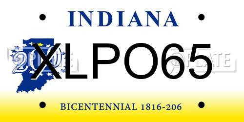XLPO65 Indiana License Plate