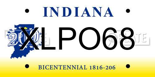 XLPO68 Indiana License Plate