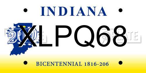 XLPQ68 Indiana License Plate