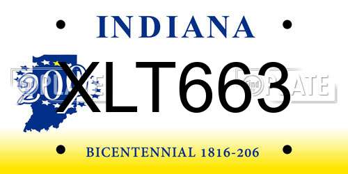 XLT663 Indiana License Plate
