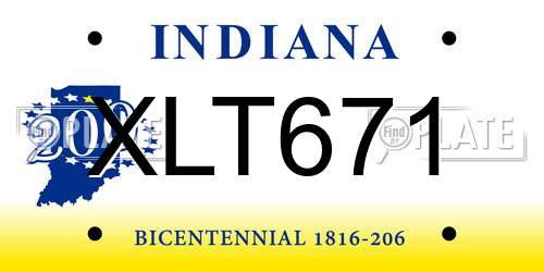 XLT671 Indiana License Plate