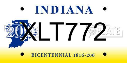XLT772 Indiana License Plate