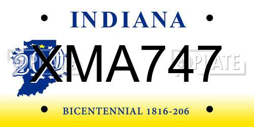 XMA747 Indiana License Plate