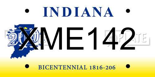 XME142 Indiana License Plate