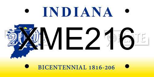 XME216 Indiana License Plate