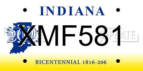 XMF581 Indiana License Plate