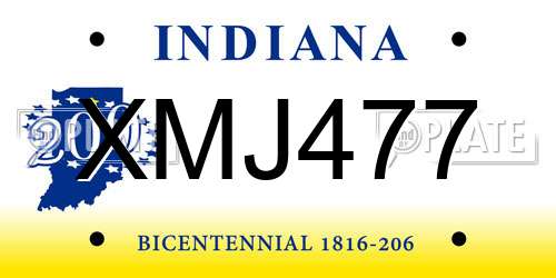 XMJ477 Indiana License Plate