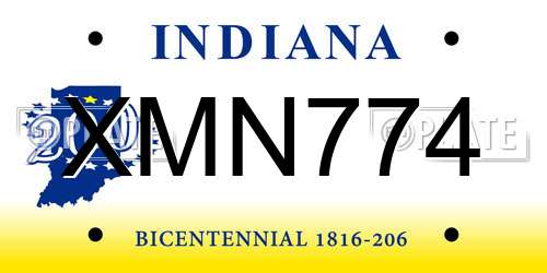 XMN774 Indiana License Plate