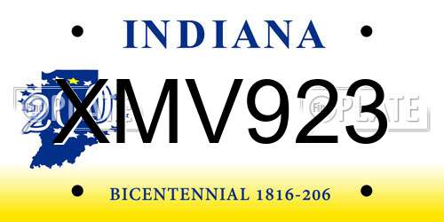 XMV923 Indiana License Plate