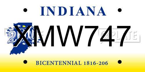 XMW747 Indiana License Plate