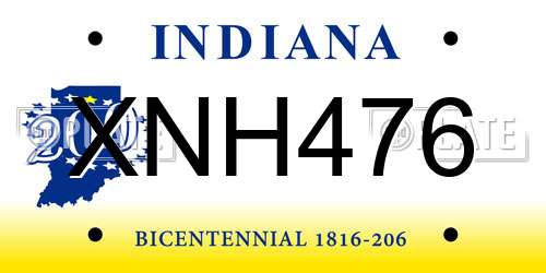 XNH476 Indiana License Plate